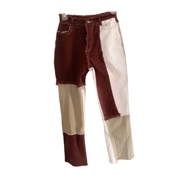 Distressed Patchwork Tri-Tone Hi Rise Jeans Size XS - Picture 5 of 8